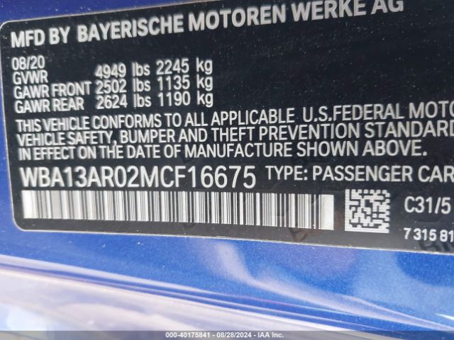 WBA13AR02MCF16675 BMW M440i Xdrive