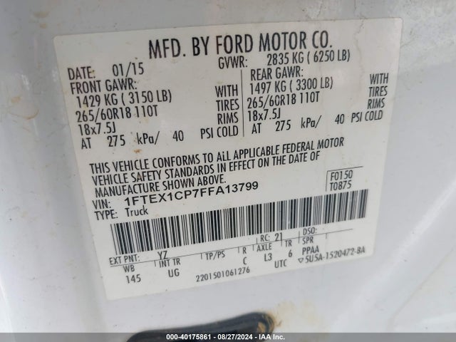 Ford F-150 Xlt 2015 1FTEX1CP7FFA13799 Image 9