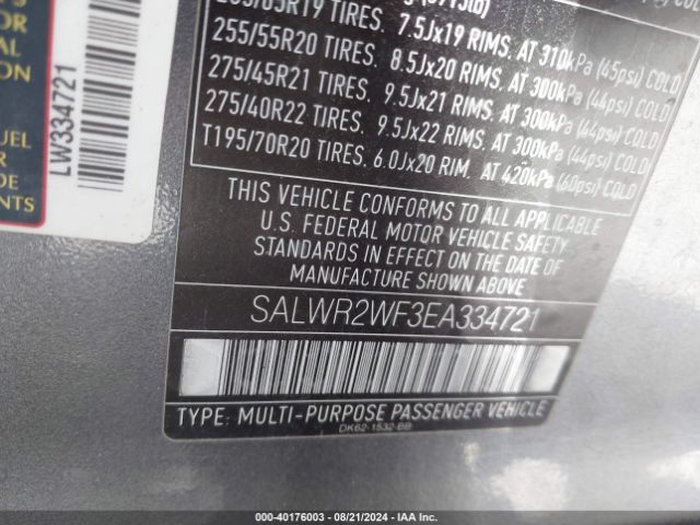 SALWR2WF3EA334721 Land Rover Range Rover Sport 3.0l V6 Supercharged Hse