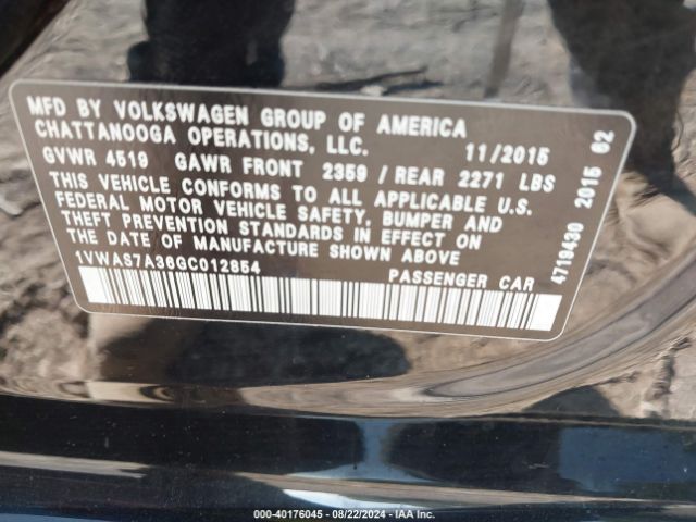 1VWAS7A36GC012854 Volkswagen Passat 1.8t S