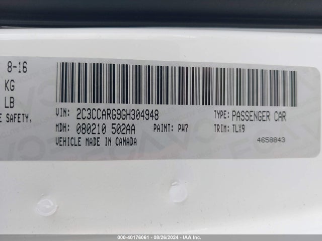 Chrysler 300 Anniversary Edition 2016 2C3CCARG9GH304948 Image 9