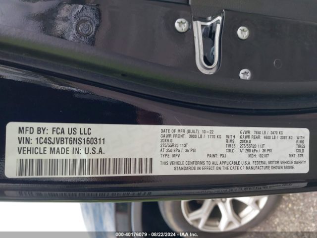 1C4SJVBT6NS160311 Jeep Wagoneer Series Ii 4x4