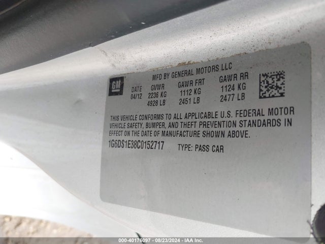 2012 CADILLAC CTS 1G6DS1E38C0152717 Photo 8