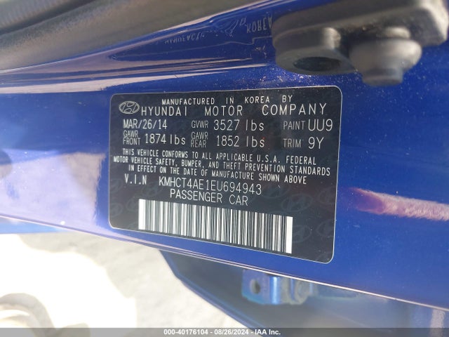 Hyundai ACCENT GLS 2014 KMHCT4AE1EU694943 Image 9