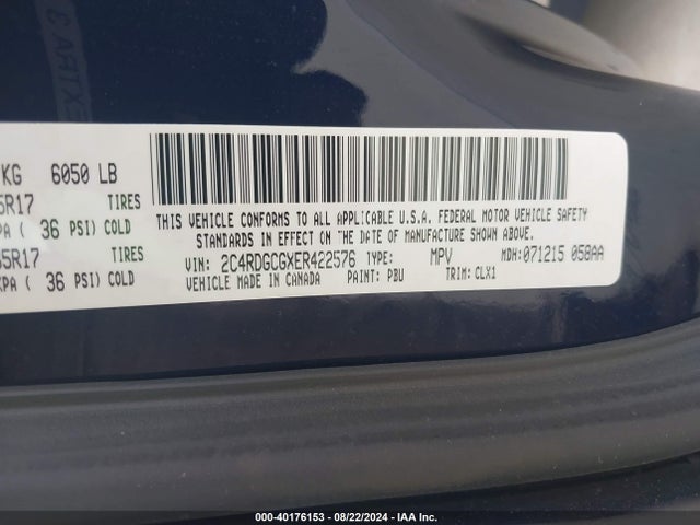 Dodge Grand Caravan Sxt 30th Anniversary 2014 2C4RDGCGXER422576 Image 9