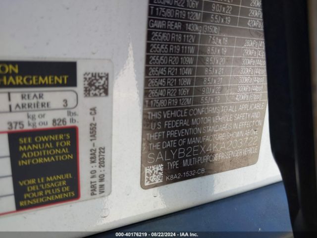 SALYB2EX4KA203722 Land Rover Range Rover Velar P250 S