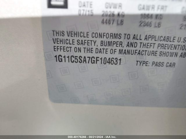 1G11C5SA7GF104631 Chevrolet Malibu Limited Lt