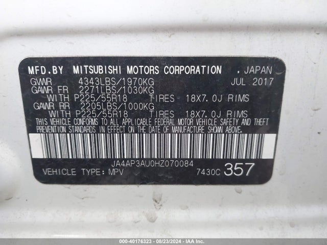 2017 MITSUBISHI OUTLANDER SPORT JA4AP3AU0HZ070084 Photo 8