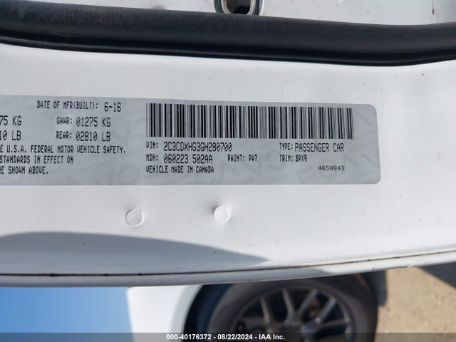 Dodge Charger Sxt 2016 2C3CDXHG3GH280700 Image 9