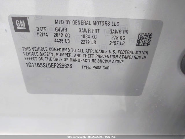 Chevrolet Malibu 1ls 2014 1G11B5SL6EF225636 Image 9