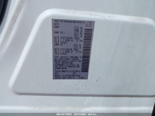 5N1AL0MN2FC520981 Infiniti QX60