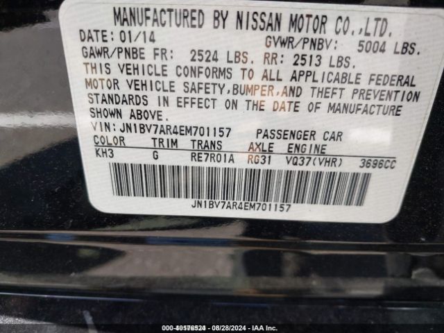 JN1BV7AR4EM701157 Infiniti Q50