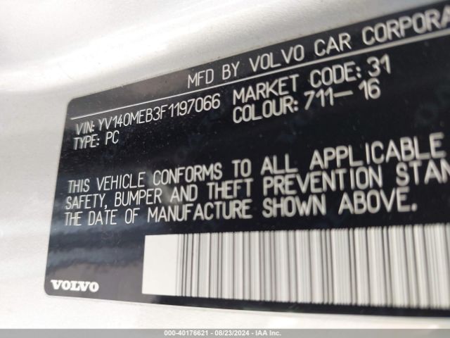 YV140MEB3F1197066 Volvo V60 T5 Premier