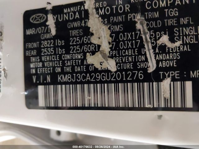 KM8J3CA29GU201276 Hyundai Tucson Eco