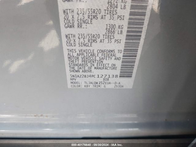5N1AZ2BJ4PC127138 Nissan Murano Sv Fwd