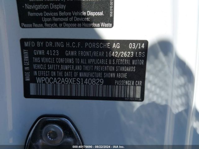 WP0CA2A9XES140829 Porsche 911 CARRERA