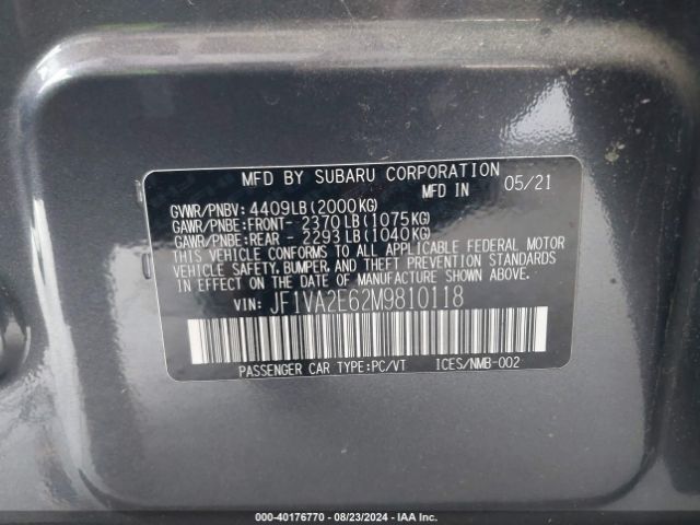 JF1VA2E62M9810118 Subaru Wrx Sti
