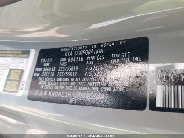 KNDNE5H32R6394842 KIA Carnival Mpv Sx Prestige