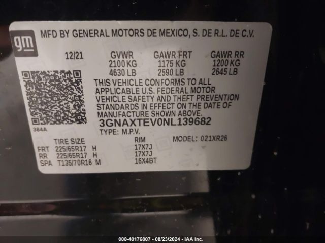 3GNAXTEV0NL139682 Chevrolet Equinox Awd 2fl