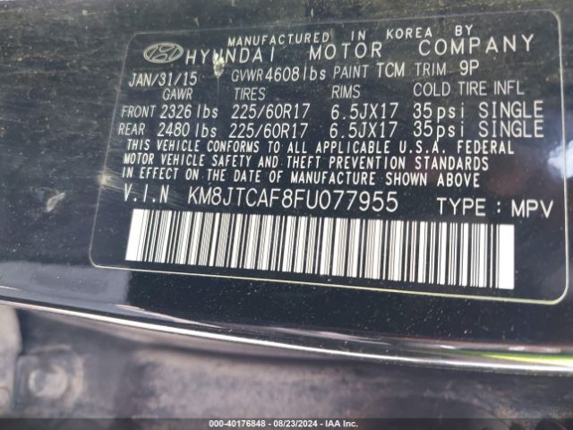 KM8JTCAF8FU077955 Hyundai TUCSON GLS