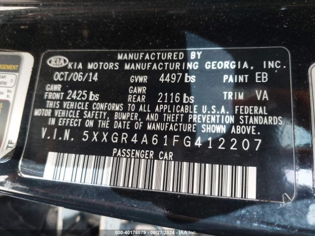 5XXGR4A61FG412207 KIA Optima Sxl Turbo