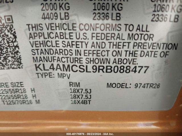 KL4AMCSL9RB088477 Buick Encore Gx Preferred Awd