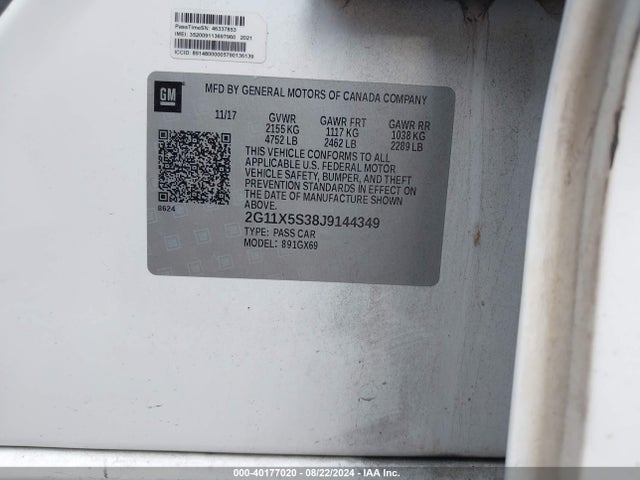 Chevrolet Impala 1fl 2018 2G11X5S38J9144349 Image 9