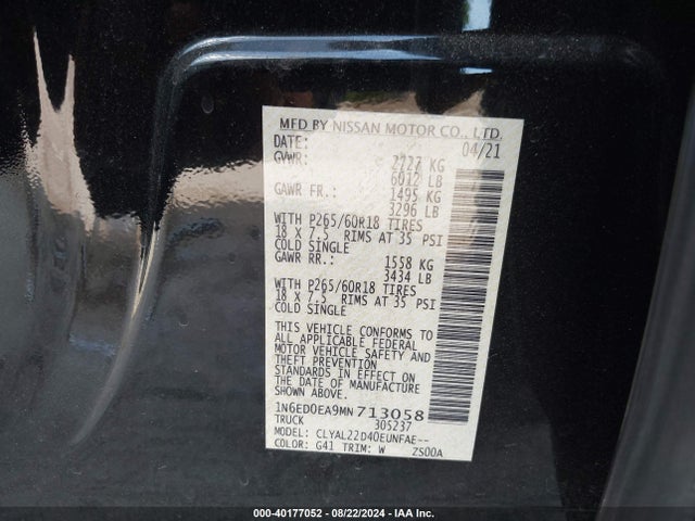 Nissan Frontier S/sv 2021 1N6ED0EA9MN713058 Image 9