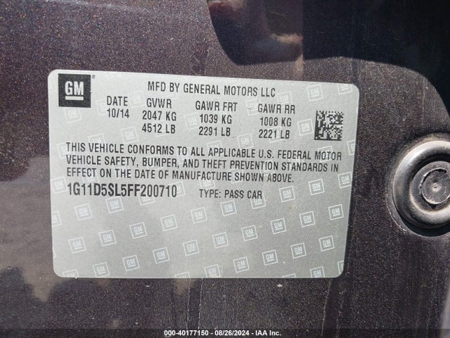 Chevrolet MALIBU 2LT 2015 1G11D5SL5FF200710 Image 9