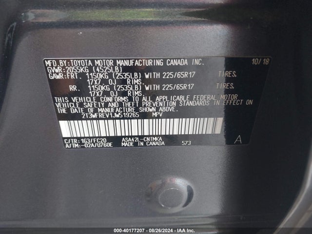 Toyota Rav4 Xle 2018 2T3WFREV1JW519265 Image 9