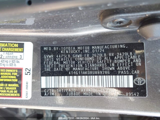 Toyota CAMRY SE 2024 4T1G11AK0RU889286 Image 9
