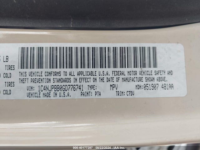 1C4NJPBB0GD776741 Jeep Patriot Sport