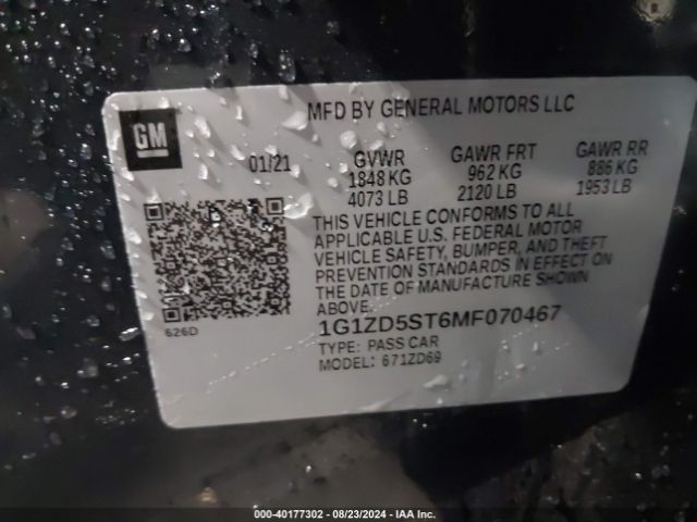 1G1ZD5ST6MF070467 Chevrolet Malibu Fwd Lt