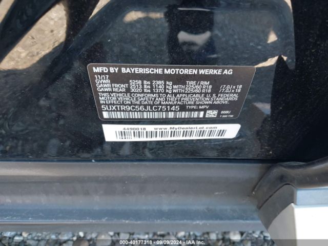 5UXTR9C56JLC75145 BMW X3 Xdrive30i