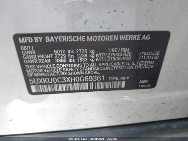 5UXKU0C3XH0G69361 BMW X6 Sdrive35i
