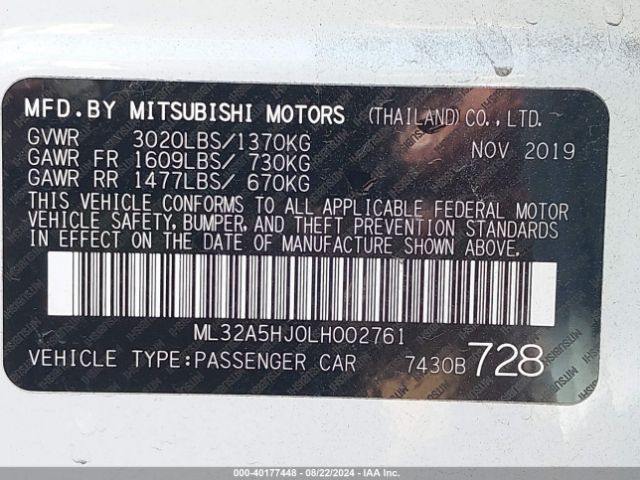 ML32A5HJ0LH002761 Mitsubishi MIRAGE LE