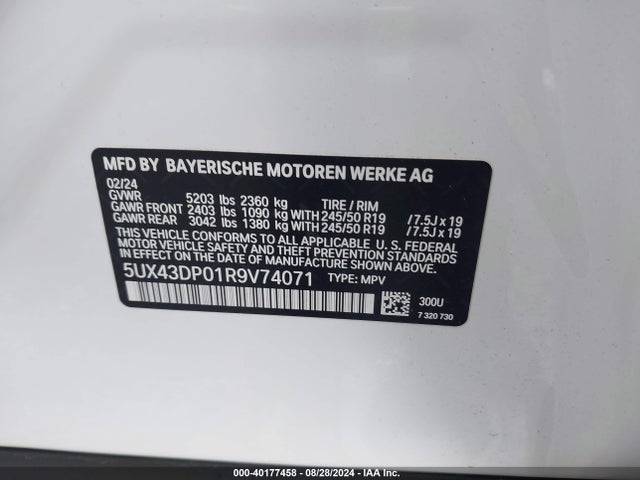 5UX43DP01R9V74071 BMW X3 Sdrive30i