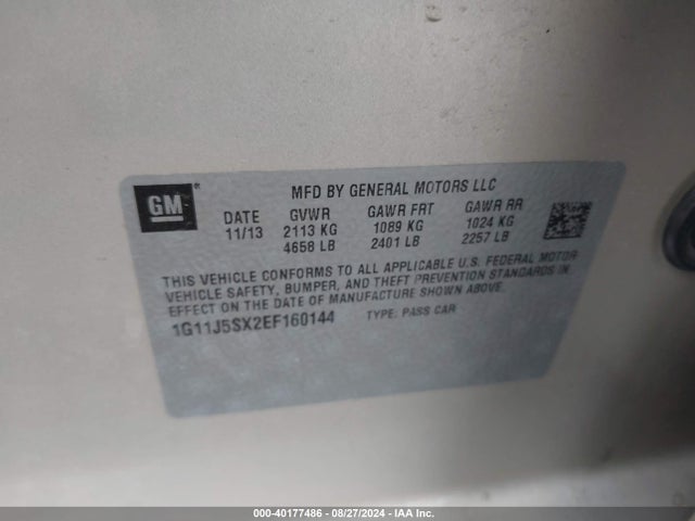 Chevrolet Malibu 2lz 2014 1G11J5SX2EF160144 Image 9