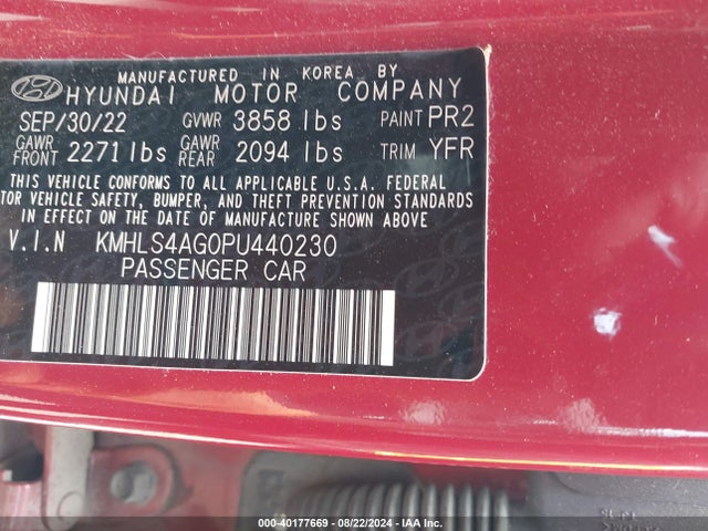 Hyundai ELANTRA SEL 2023 KMHLS4AG0PU440230 Image 9