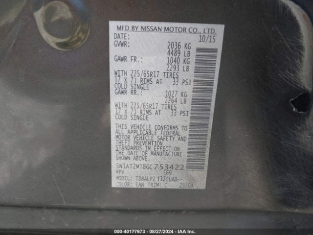 5N1AT2MT8GC753422 Nissan ROGUE S