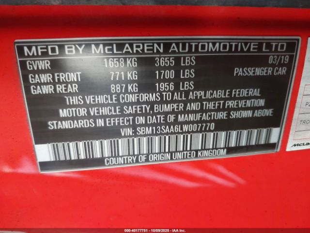 2020 MCLAREN 600LT SBM13SAA6LW007770 Photo 8