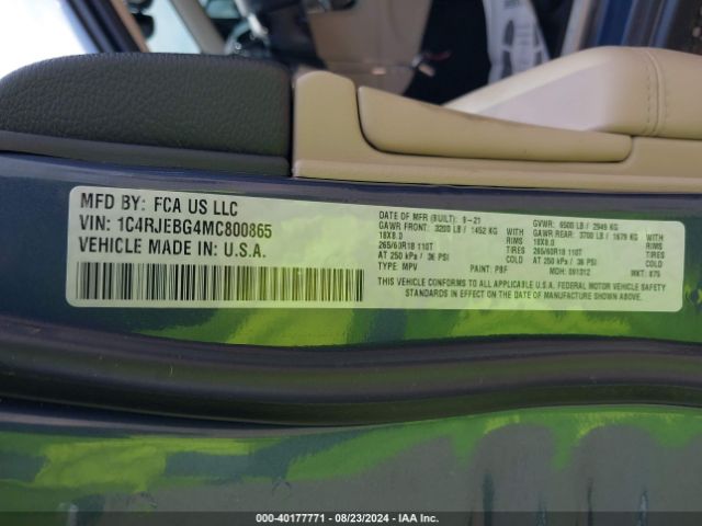 1C4RJEBG4MC800865 Jeep Grand Cherokee Limited 4x2