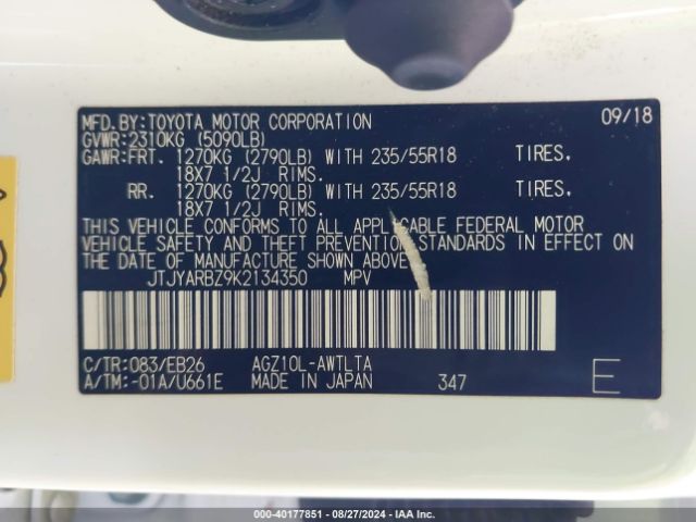 JTJYARBZ9K2134350 Lexus Nx 300 F Sport