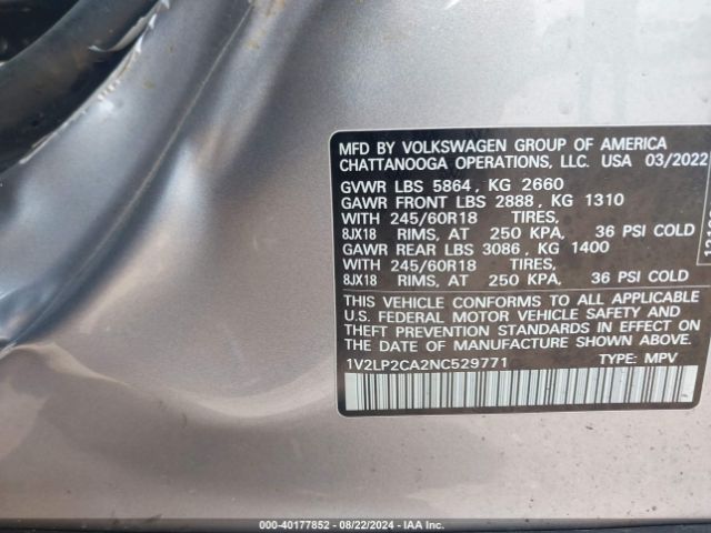 1V2LP2CA2NC529771 Volkswagen Atlas 2.0t Se