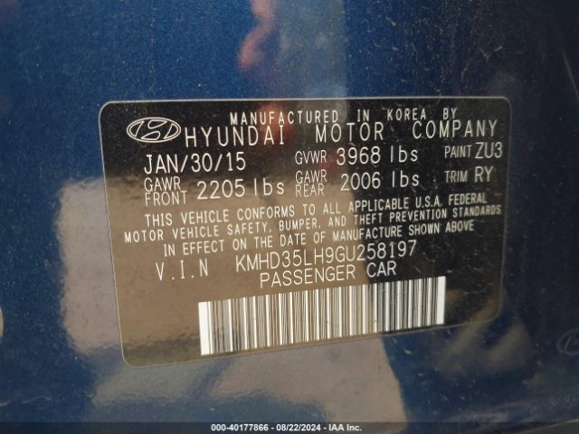 KMHD35LH9GU258197 Hyundai ELANTRA GT