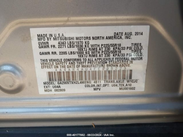 4A4AR4AU4FE008223 Mitsubishi Outlander Sport Se