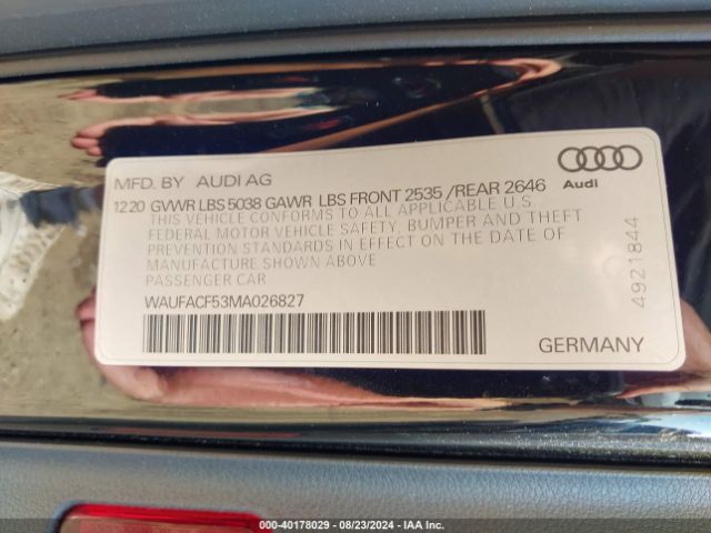 WAUFACF53MA026827 Audi A5 Sportback Premium Plus 45 Tfsi Quattro S Tronic