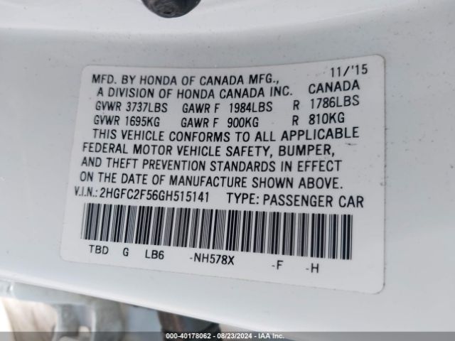 2HGFC2F56GH515141 Honda Civic Lx