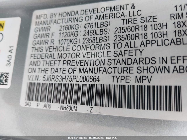Honda Cr-v Ex-l 2wd 2023 5J6RS3H75PL000664 Image 9