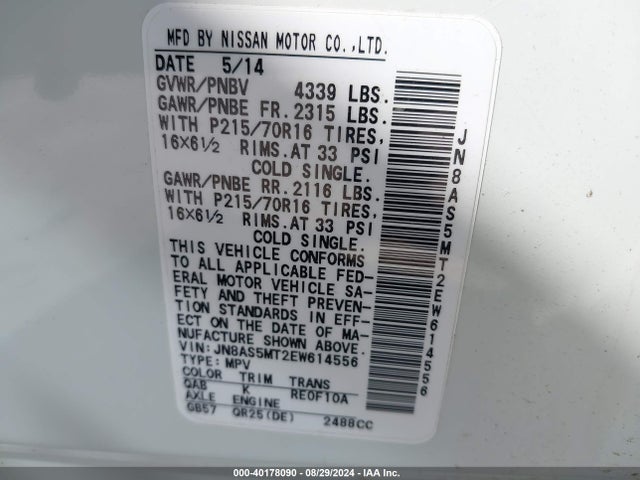 Nissan Rogue Select S 2014 JN8AS5MT2EW614556 Image 9